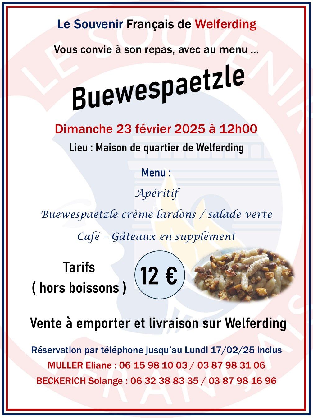 Buewespaetzle organis\u00e9 par le Souvenir Fran\u00e7ais 