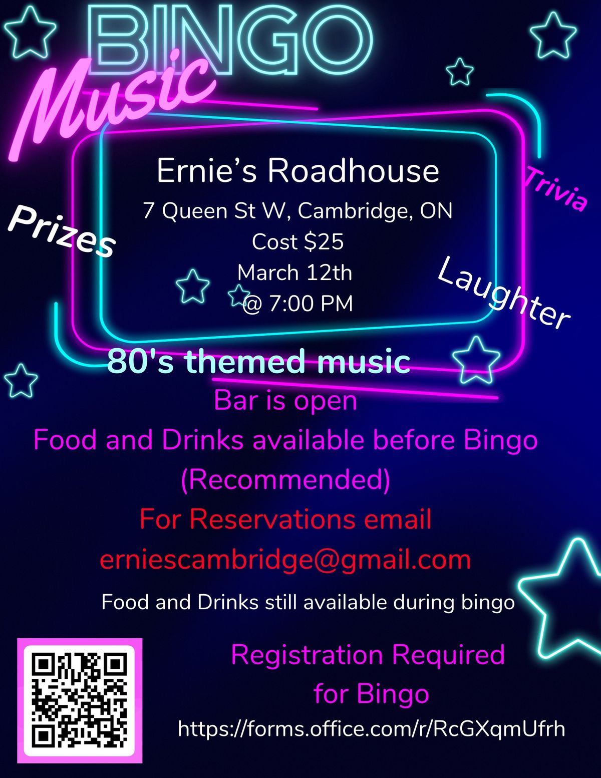 Music Bingo @Ernies