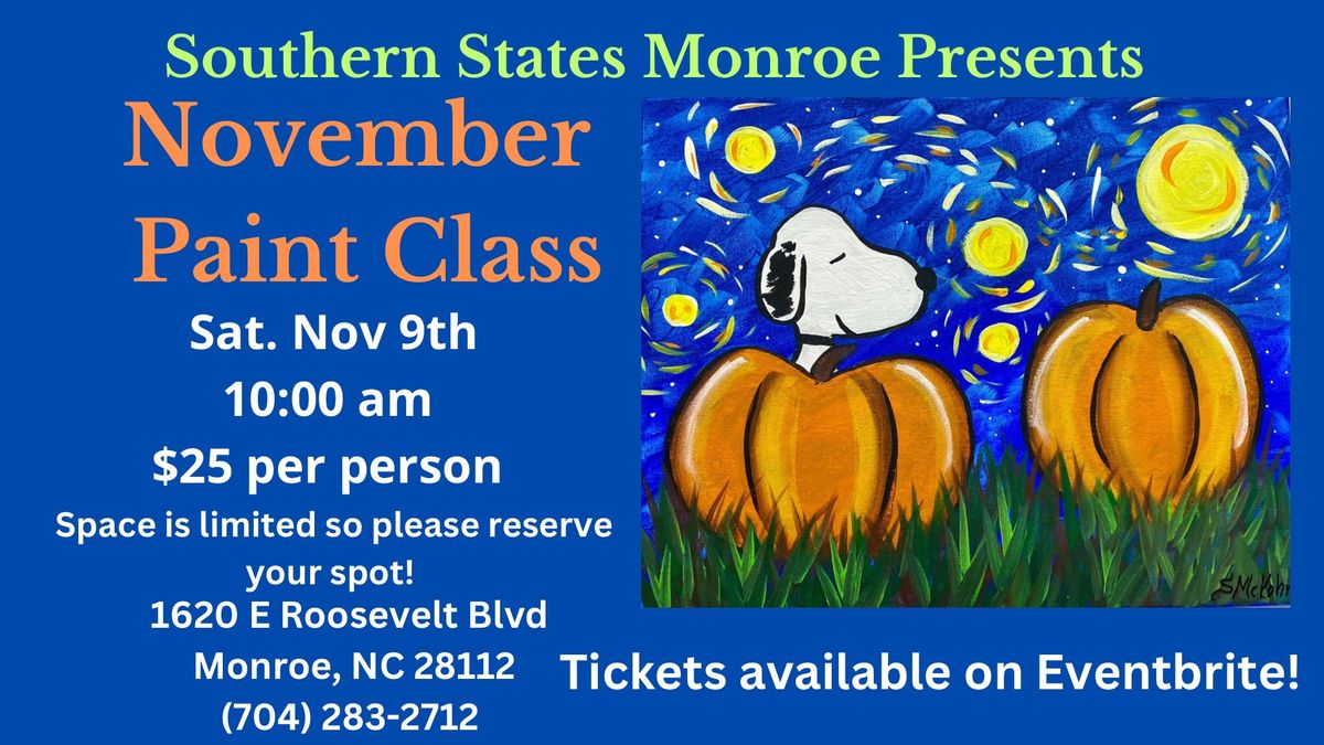 November Paint Class at Southern States Monroe