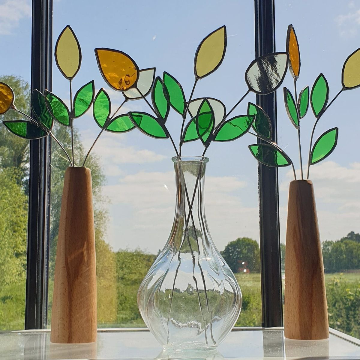 Copper Foil Glass Flowers