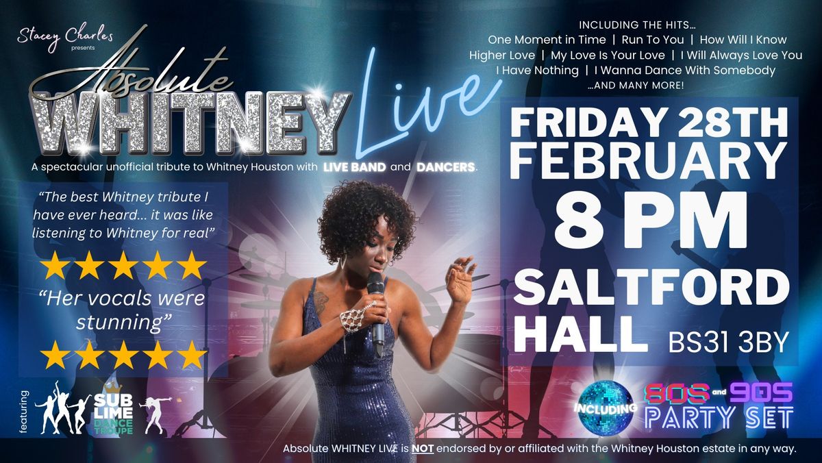 Absolute WHITNEY LIVE at Saltford Hall (Somerset, UK) - Friday 28th February 2025 at 8pm