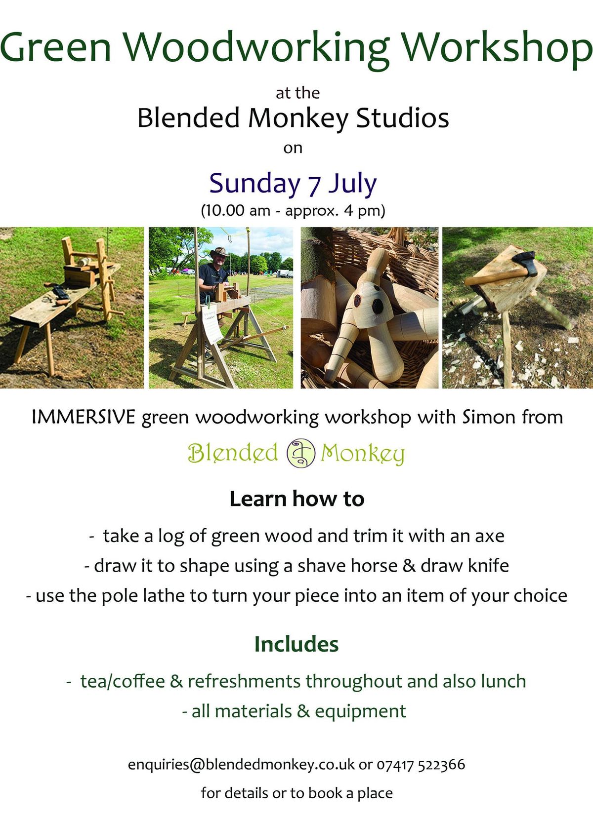 Green Woodworking \/ Pole Lathe Workshop at Blended Monkey