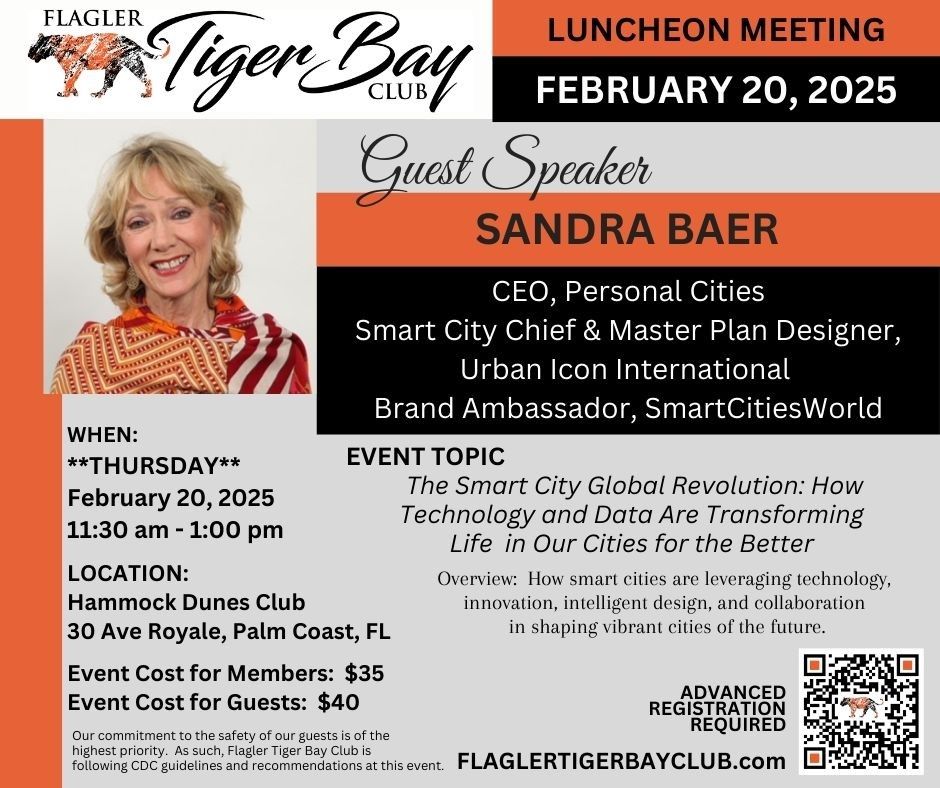 Flagler Tiger Bay Club February Meeting with Sandra Baer, CEO of Personal Cities