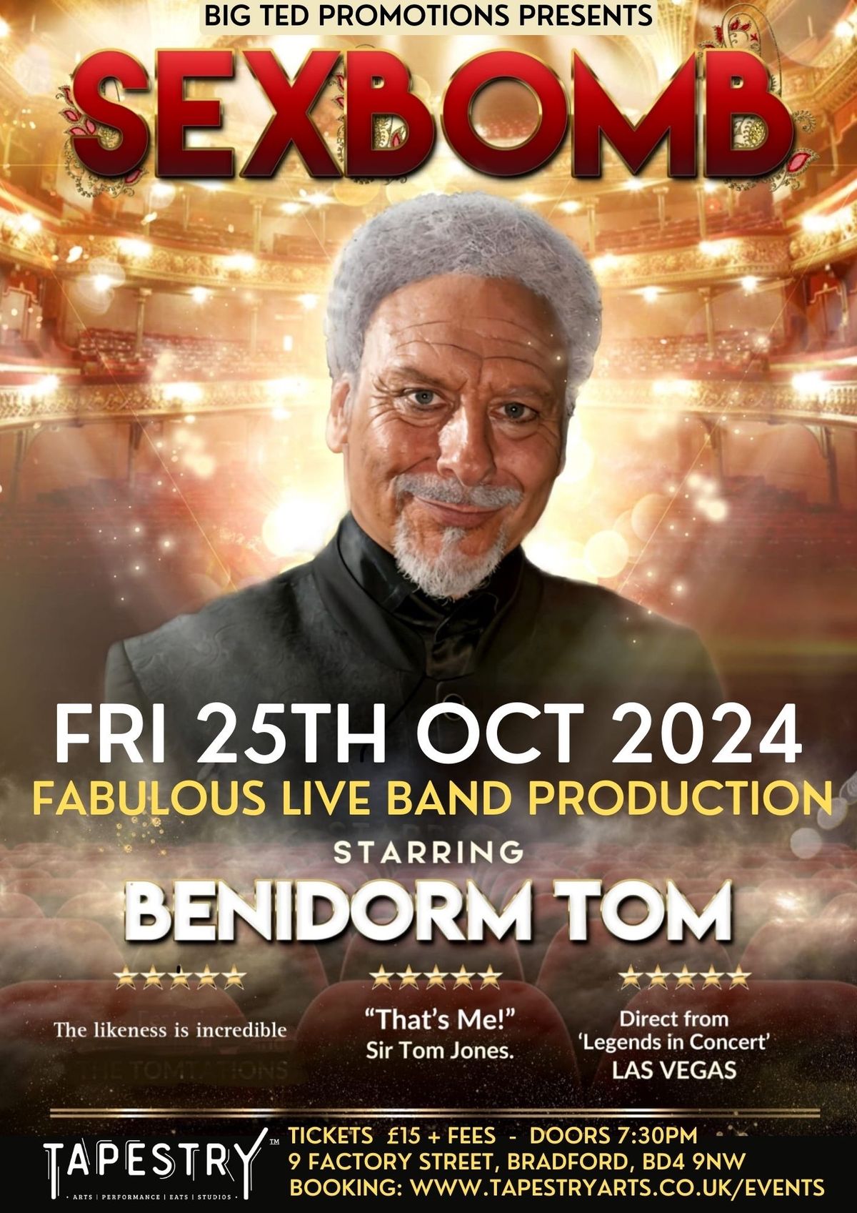 SEXBOMB - Starring Benidorm Tom - Fabulous Live Band Show