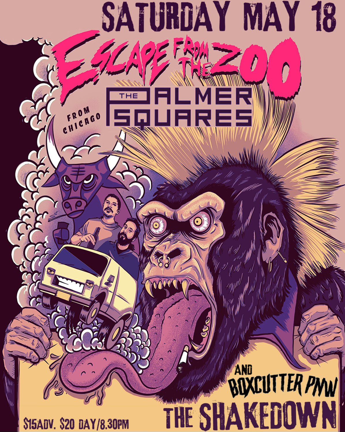 Escape From The ZOO, The Palmer Squares, Boxcutter at The Shakedown