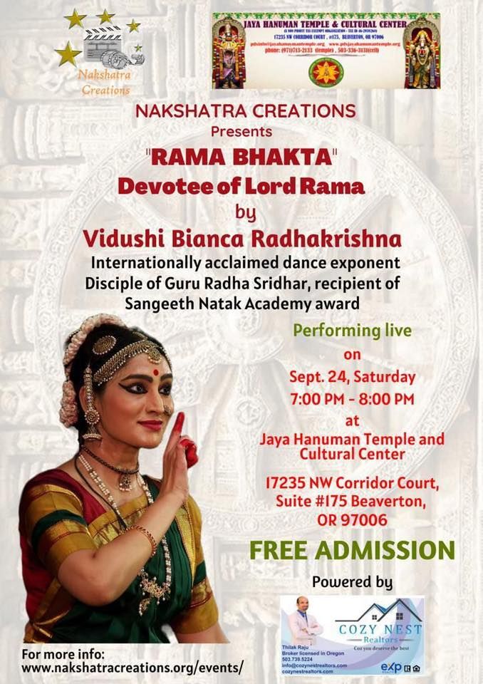 Rama Bhakta - A Dance Art Form By Vidushi Bianca Radhakrishna | Sights ...