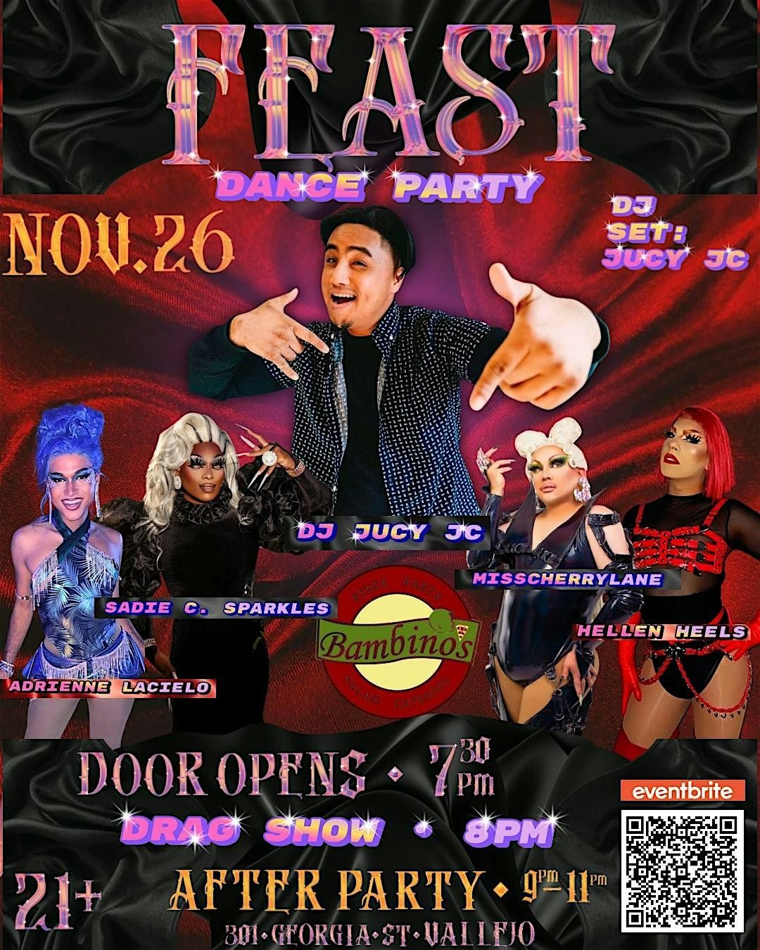 FEAST 21+ | Vallejo's DRAG SHOW & DANCE PARTY @ Bambino's Vallejo