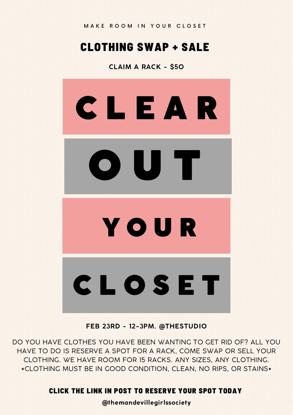 CLEAR OUT YOUR CLOSET SALE 