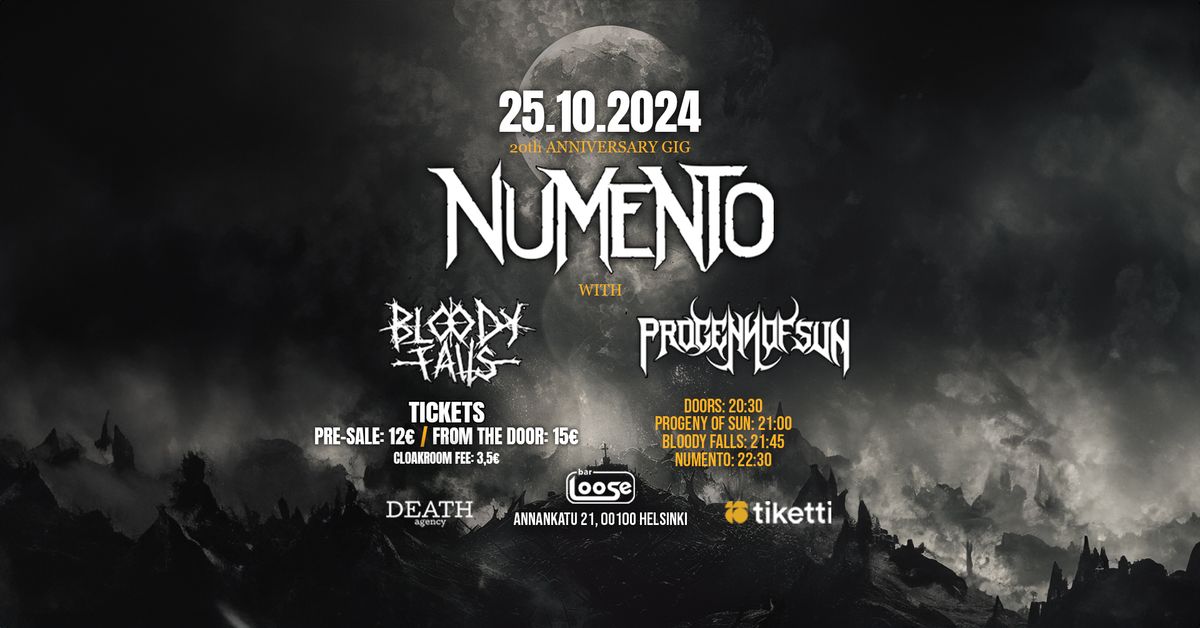 Numento 20th Anniversary Show + guests, Bloody Falls & Progeny of Sun