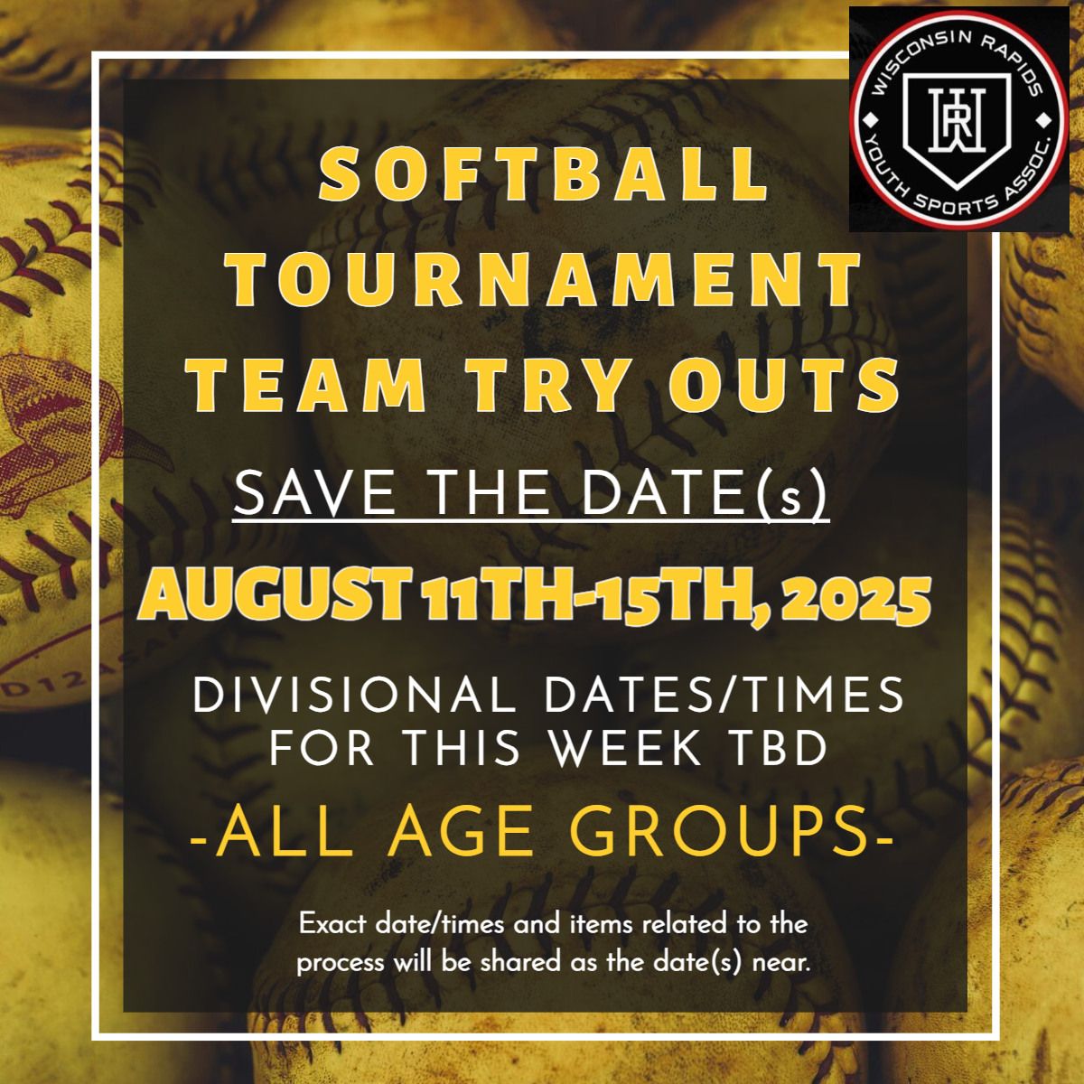 WRYSA Tournament Team SOFTBALL Tryouts for 2026 Season