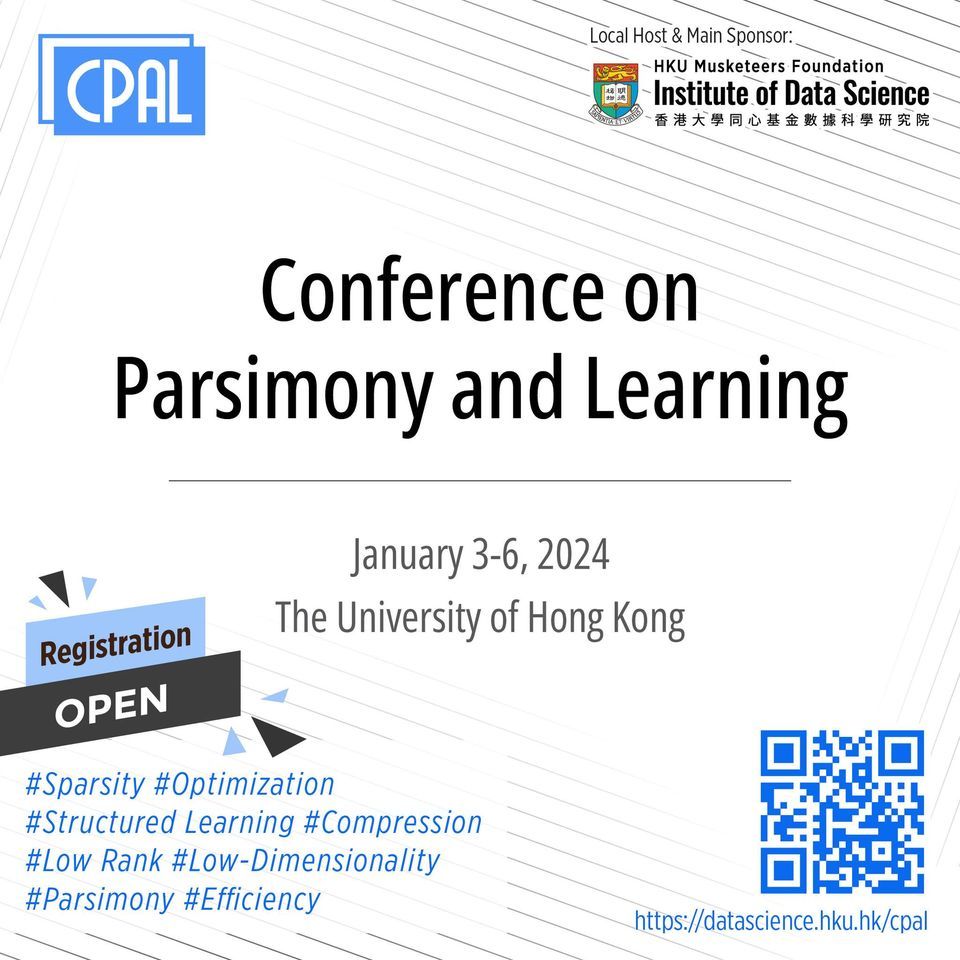 1st Conference on Parsimony and Learning (CPAL) 2024 at HKU