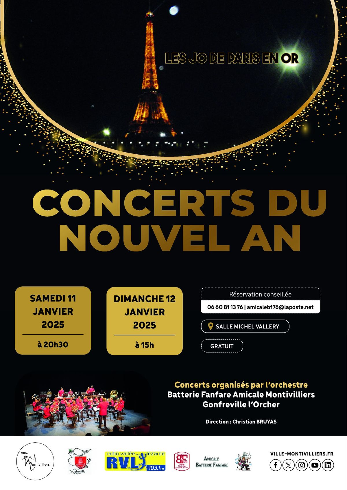 CONCERTS du NOUVEL AN \u00e0 MONTIVILLIERS \/ 2 s\u00e9ances le 11 Janvier 20h30 & le 12 Janvier 15h. GRATUIT