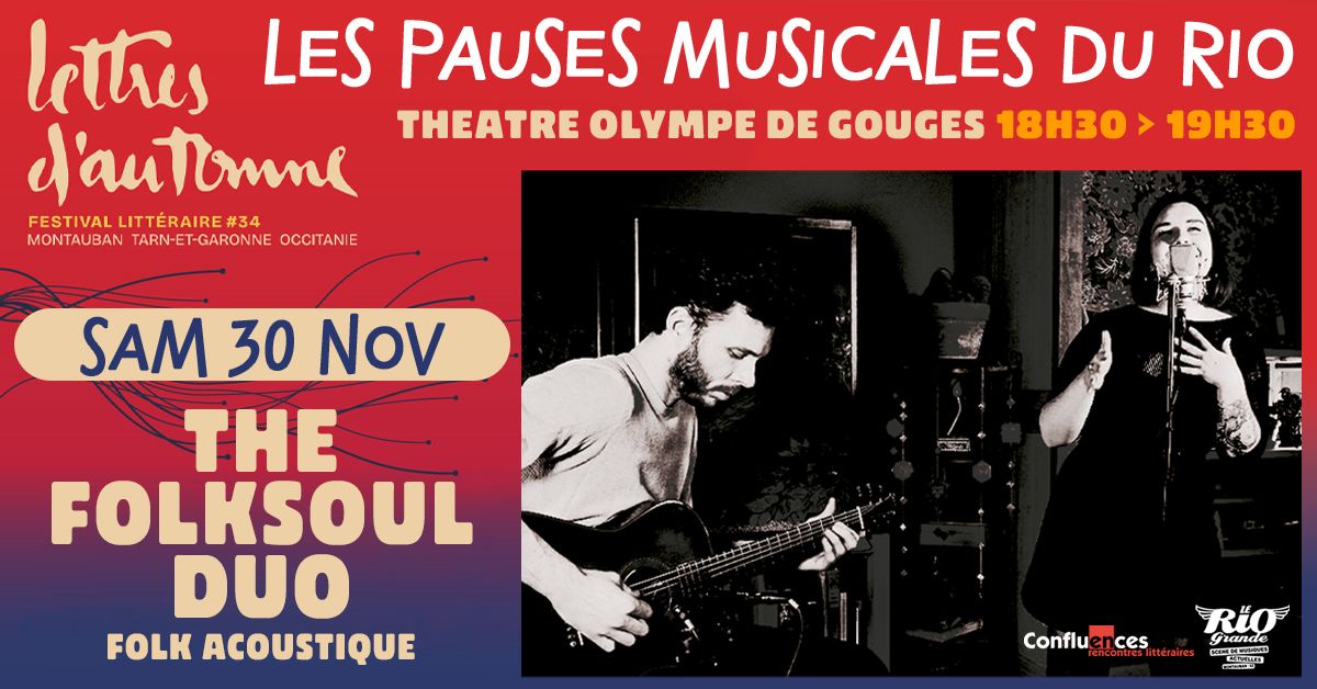 Les Pauses Musicales du Rio w\/ FOLKSOUL DUO - Festival Lettres d'Automne - Montauban