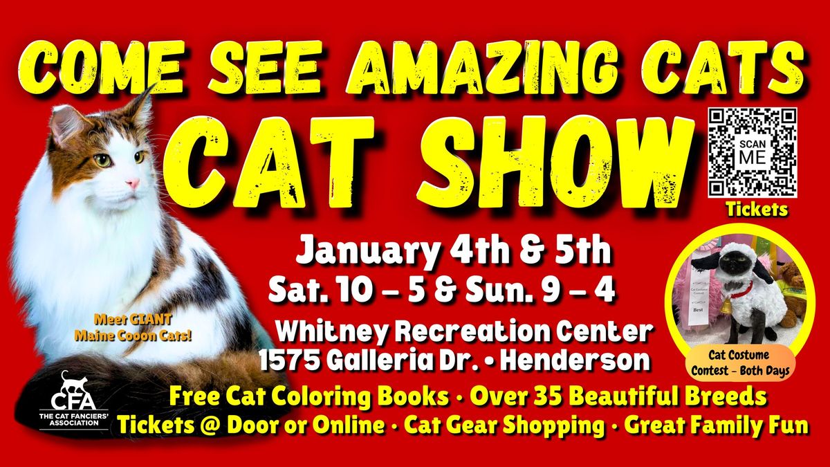 Come See the Amazing Cats at the PURR-FECT VEGAS Cat Show & Cat Costume Contest January 4th & 5th!