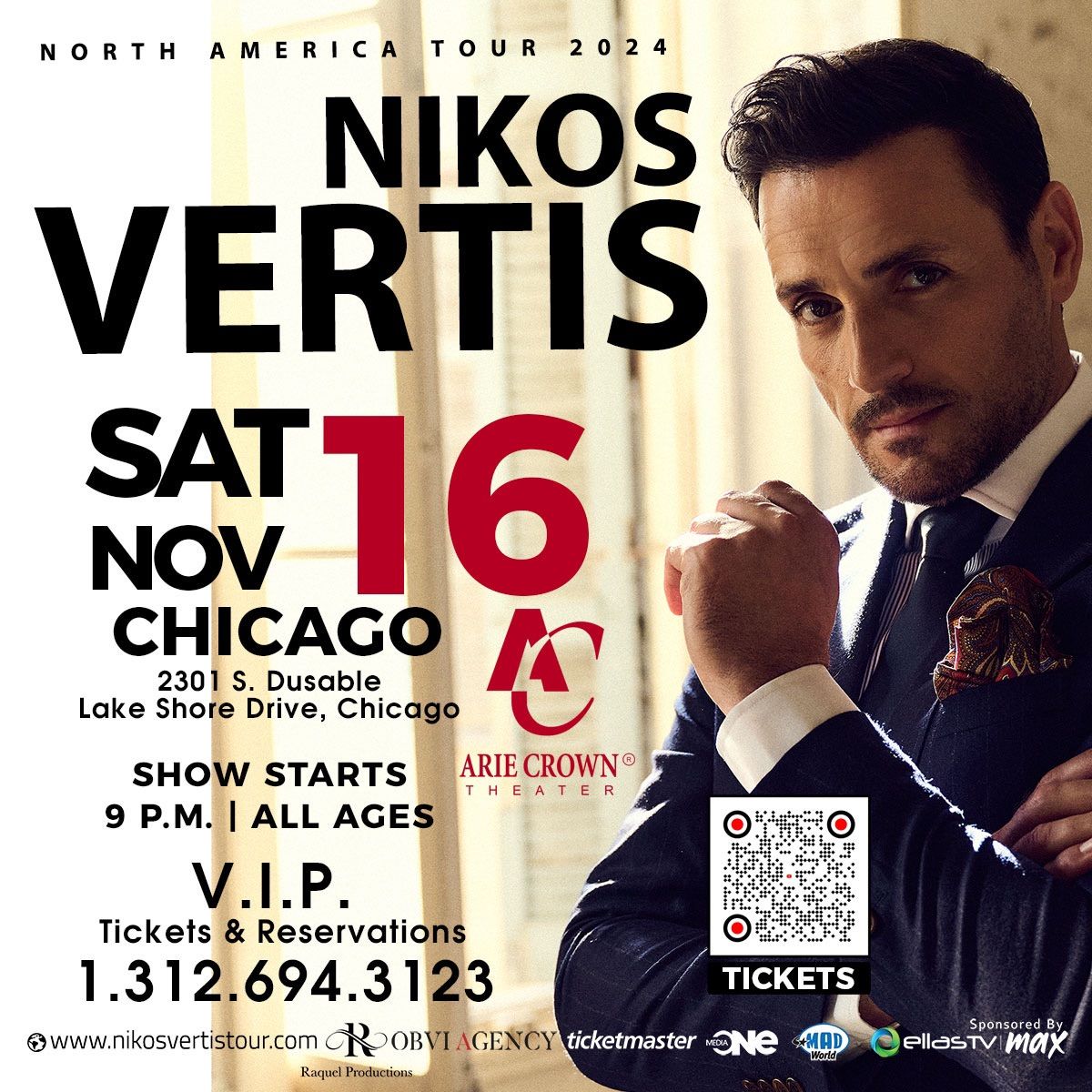 Nikos Vertis in Chicago Nov 16 at the Arie Crown Theatre 