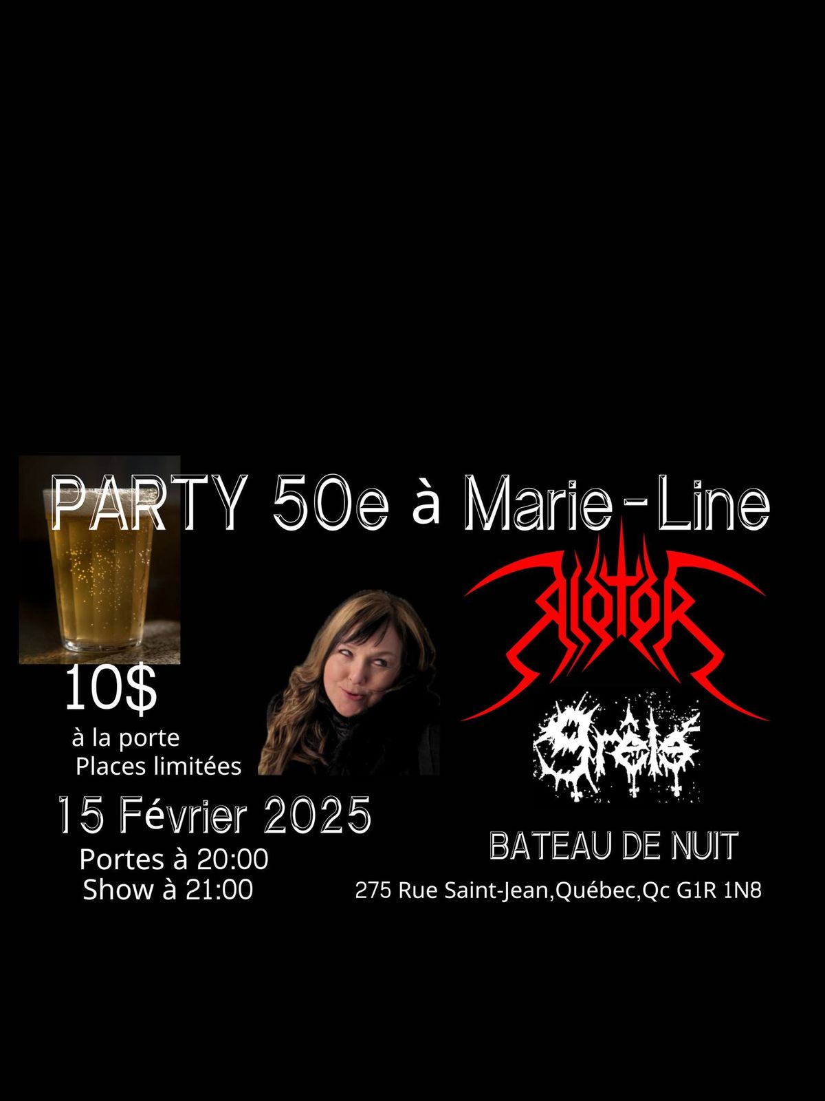 Party 50e \u00e0 Marie-Line avec Riotor et Gr\u00eale au Bateau de Nuit