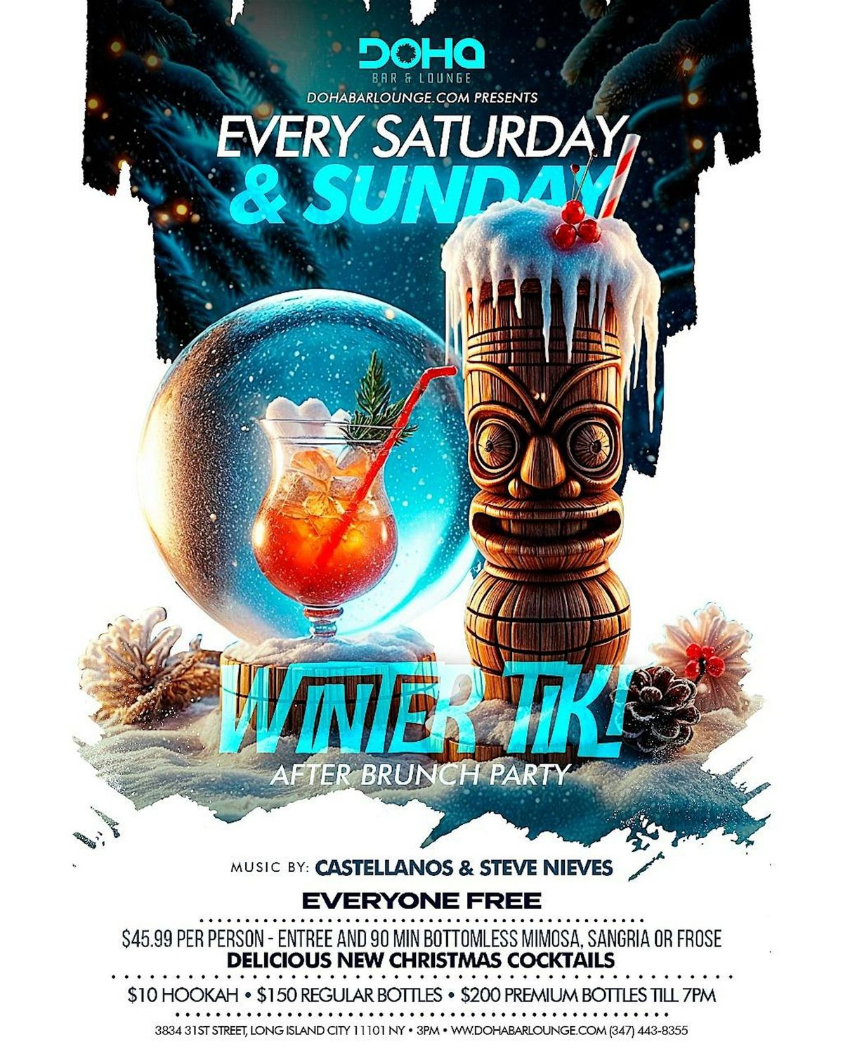 Saturday and Sunday Winter Tiki After Brunch Party at Doha Bar Lounge NYC