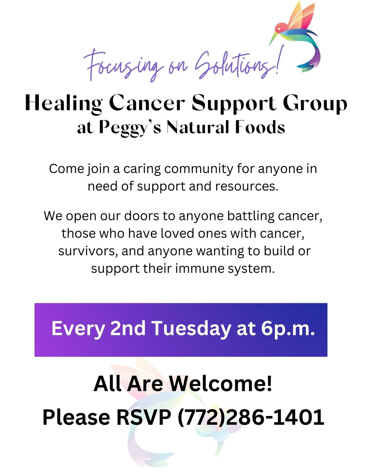 Peggy's Healing Cancer Support Group 2nd Tuesday