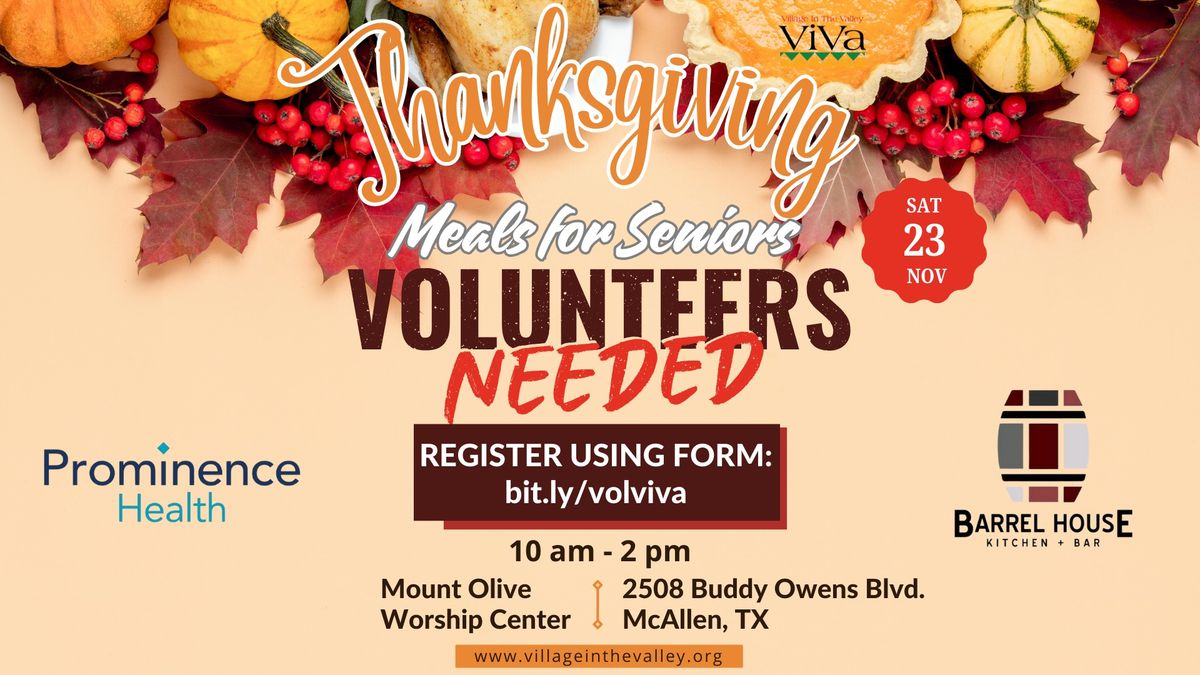 Thanksgiving Meals for Seniors: Volunteers Needed!