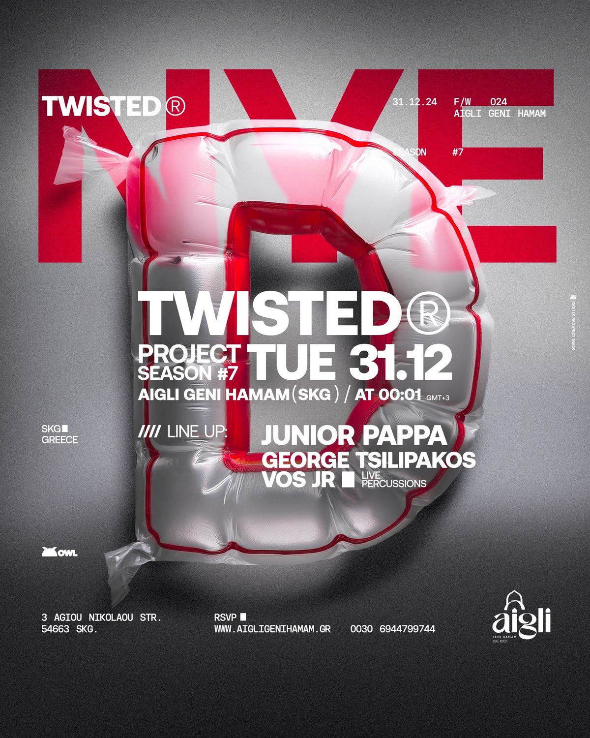 NYE TWISTED w\/ Junior Pappa, George Tsilipakos, Vos Jr 