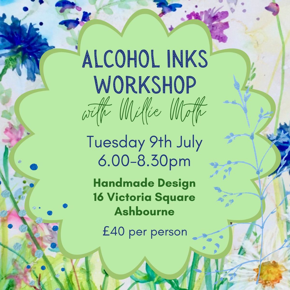Alcohol inks workshop hosted by Millie Moth