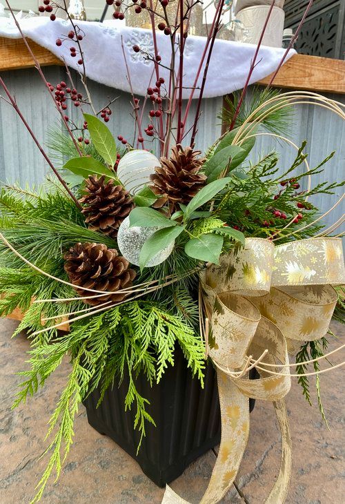 Bobbles & Bows Holiday Container Planter 