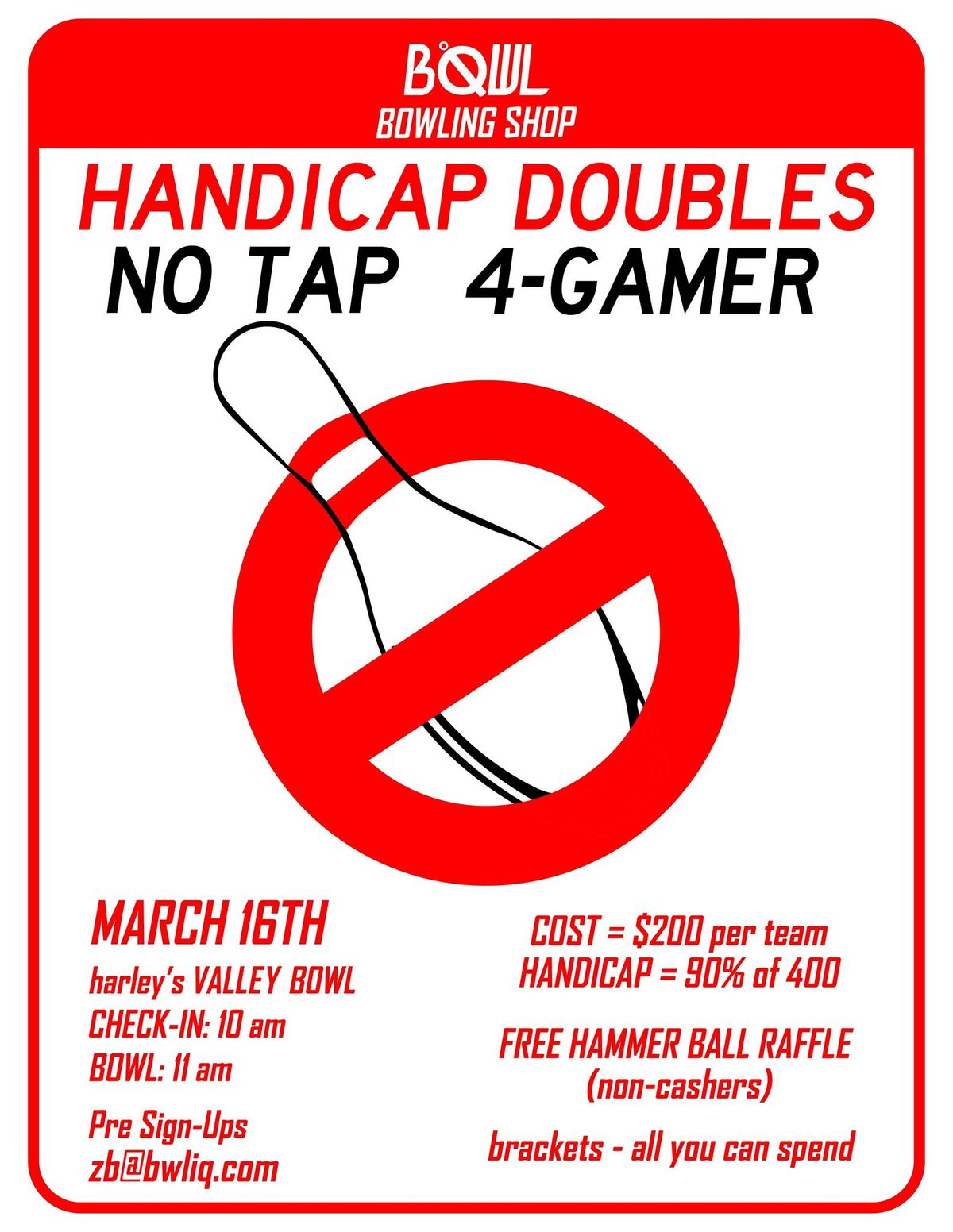 BOWLiQ Handicap Doubles No TapTournament