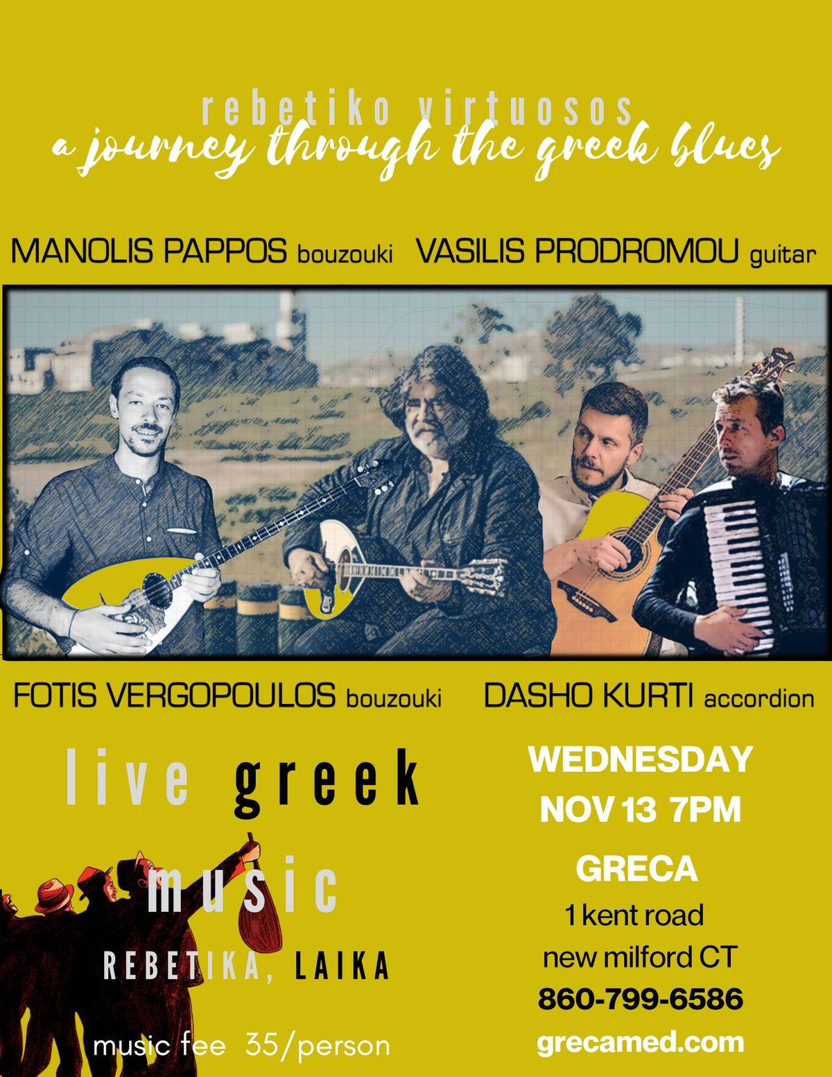 Live Music at Greca: Rebetiko Virtuosos, a Journey Through the Greek Blues