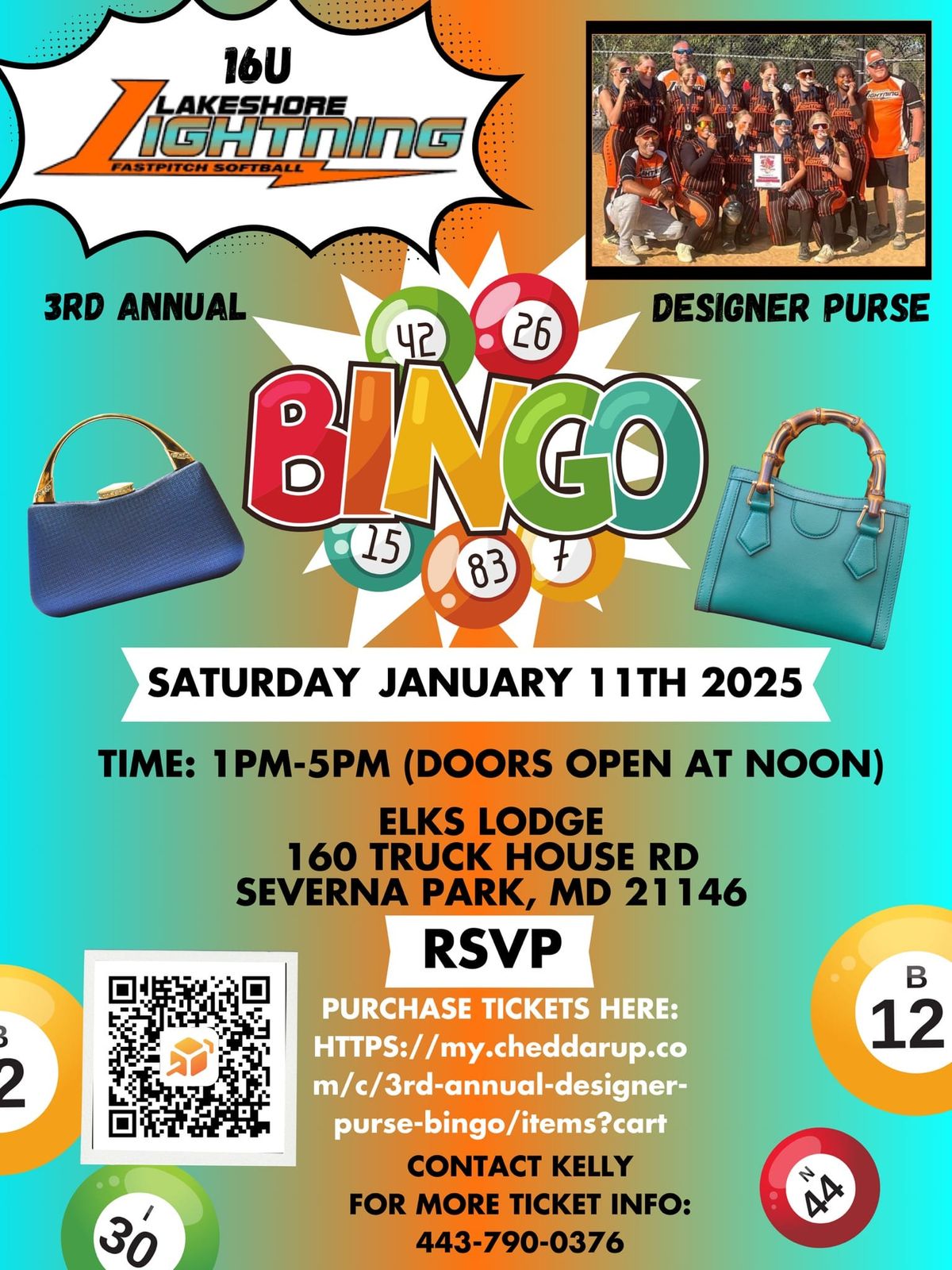 3rd annual Lakeshore Lightning 16U Purse Bingo