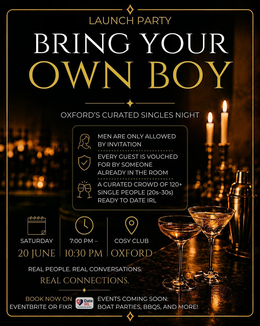 Bring Your Own Boy (BYOB) \u2014 Oxford\u2019s Curated Singles Night Launch Party