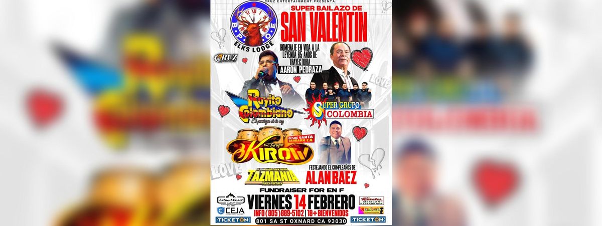 SUPER BAILAZO DE SAN VALENTIN CON RAYITO COLOMBIANO, SUPER GRUPO COLOMBIA & M\u00c1S