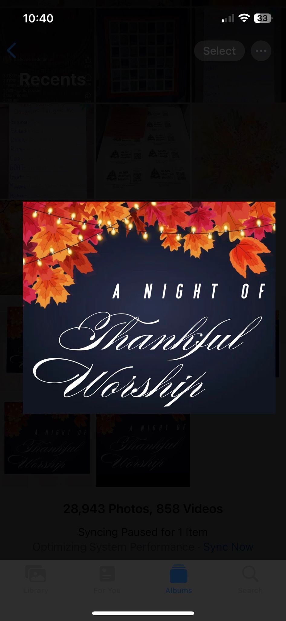 A Night of Thankful Worship