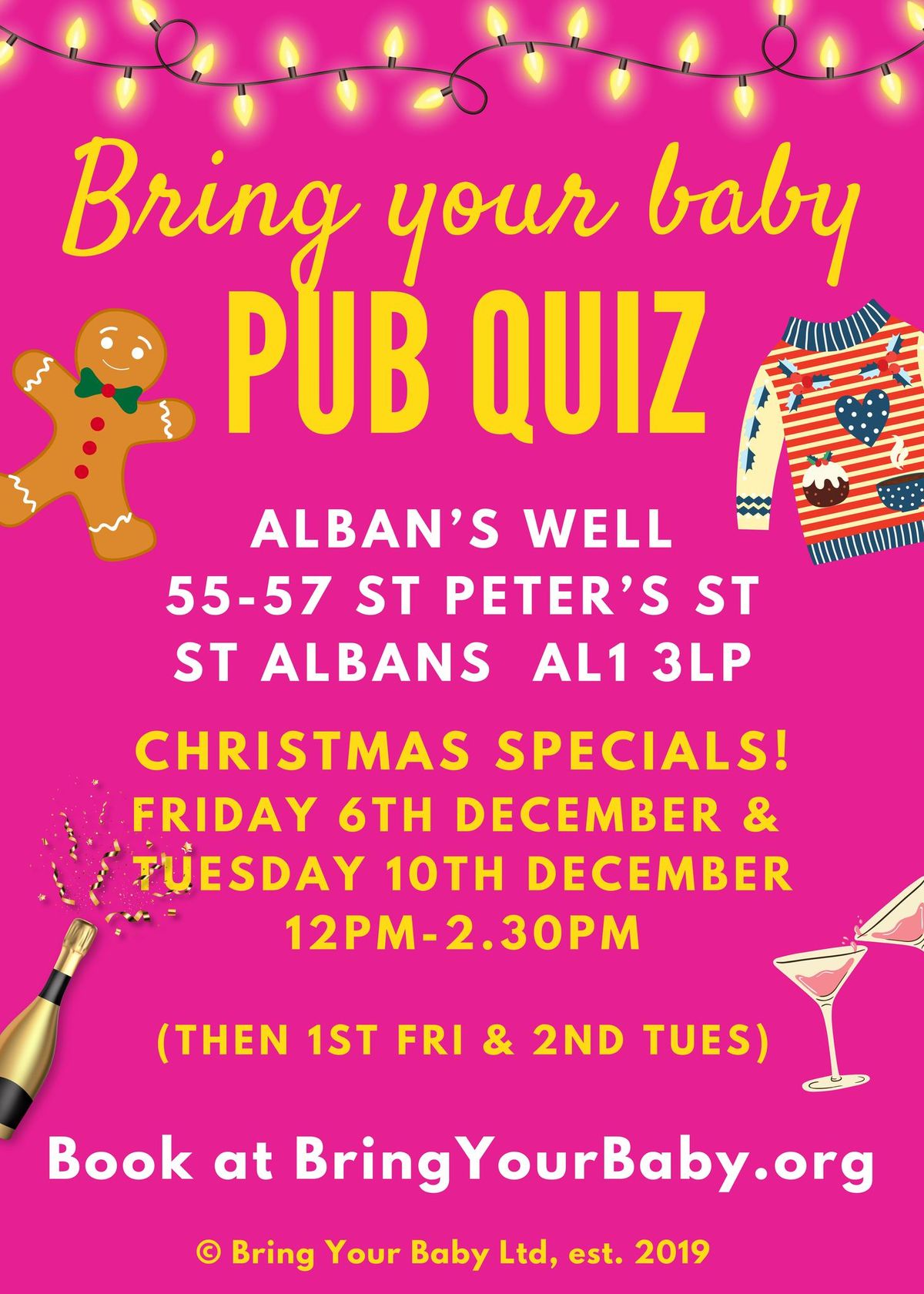 BRING YOUR BABY PUB QUIZ @ Alban's Well, ST ALBANS: CHRISTMAS SPECIALS! Hertford, Harpenden, Radlett