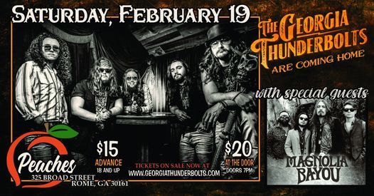 The Georgia Thunderbolts with special guests Magnolia Bayou at Peaches ...