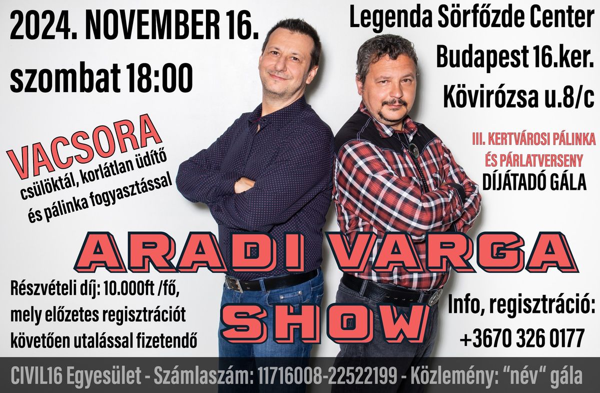 ARADI-VARGA SHOW \/ III. KERTV\u00c1ROSI P\u00c1LINKA \u00c9S P\u00c1RLATVERSENY - D\u00cdJ\u00c1TAD\u00d3 G\u00c1LA