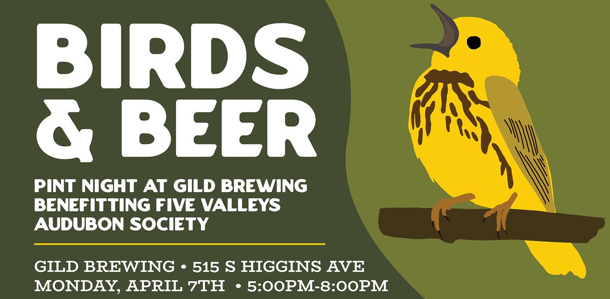 Birds & Beer: Pint Night at Gild Brewing Benefitting Five Valleys Audubon Society