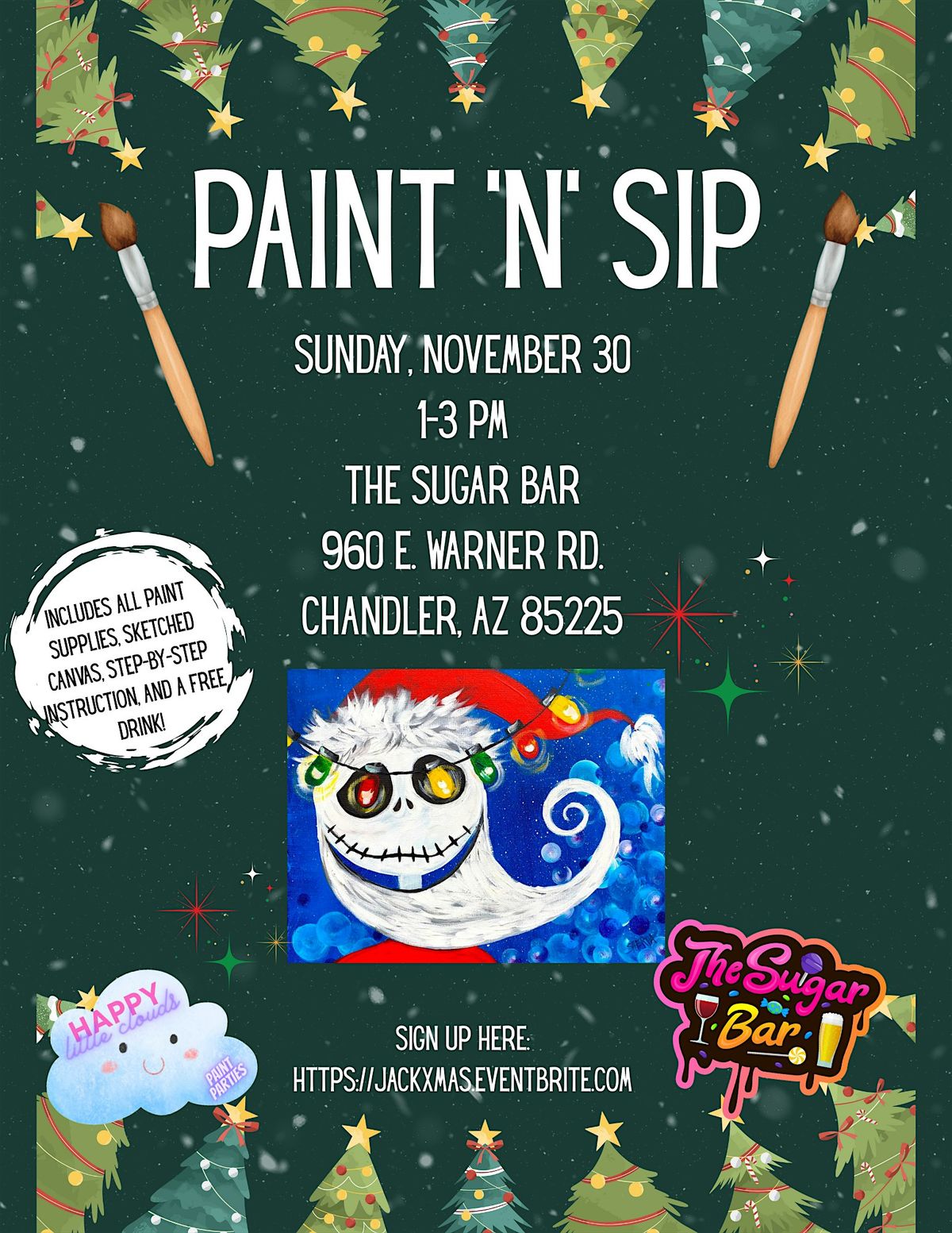Nightmare Before Xmas Paint 'n' Sip at  The Sugar Bar!