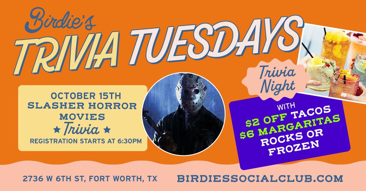 Slasher Horror Movies Trivia Night @ Birdie\u2019s Social Club