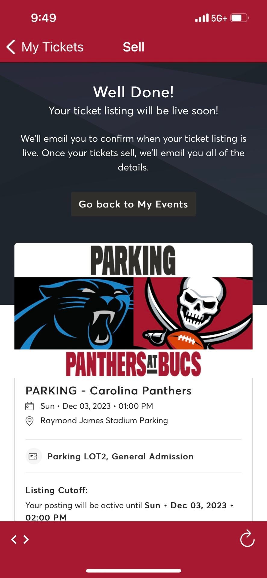 Carolina Panthers at Tampa Bay Buccaneers at Raymond James Stadium