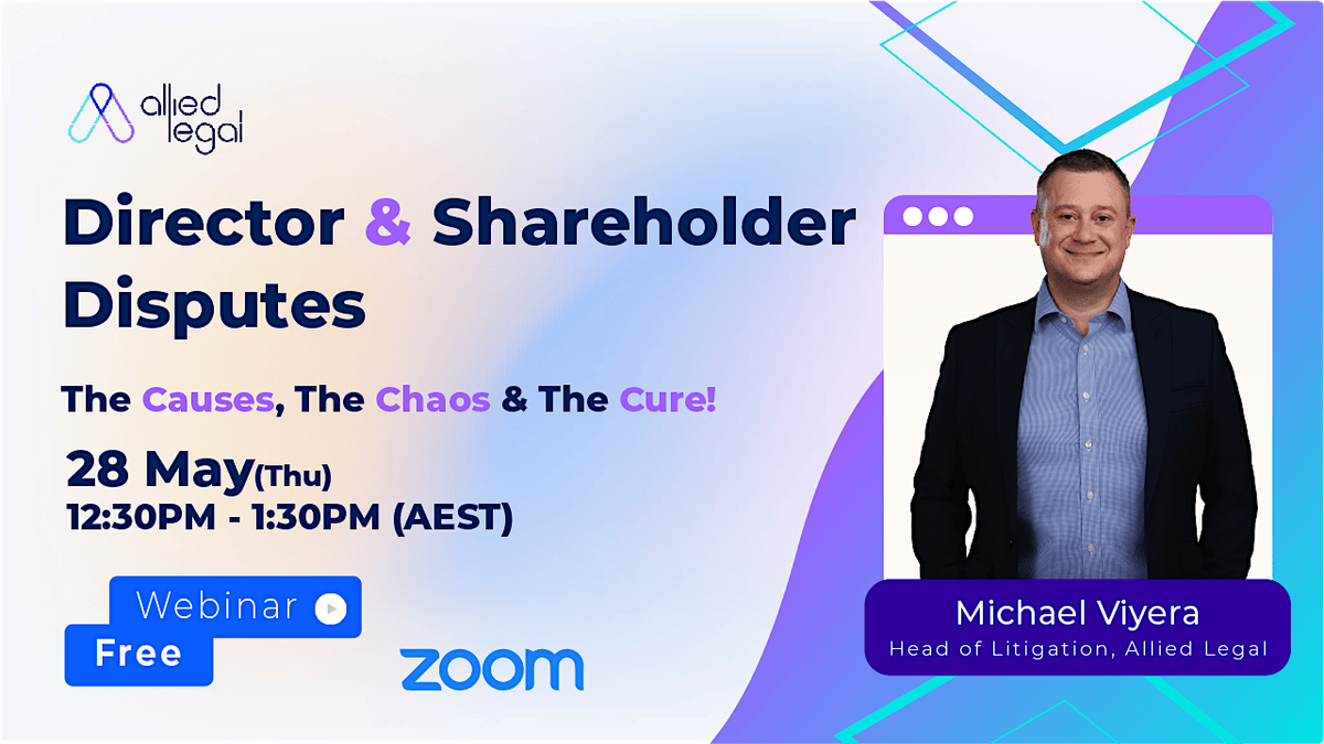 [FREE WEBINAR] Director & Shareholder Disputes