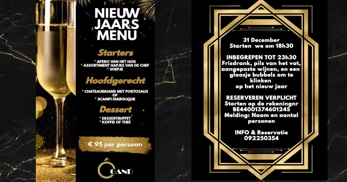 Nieuwjaarsmenu 31 Dec @ \u00d4 Gand