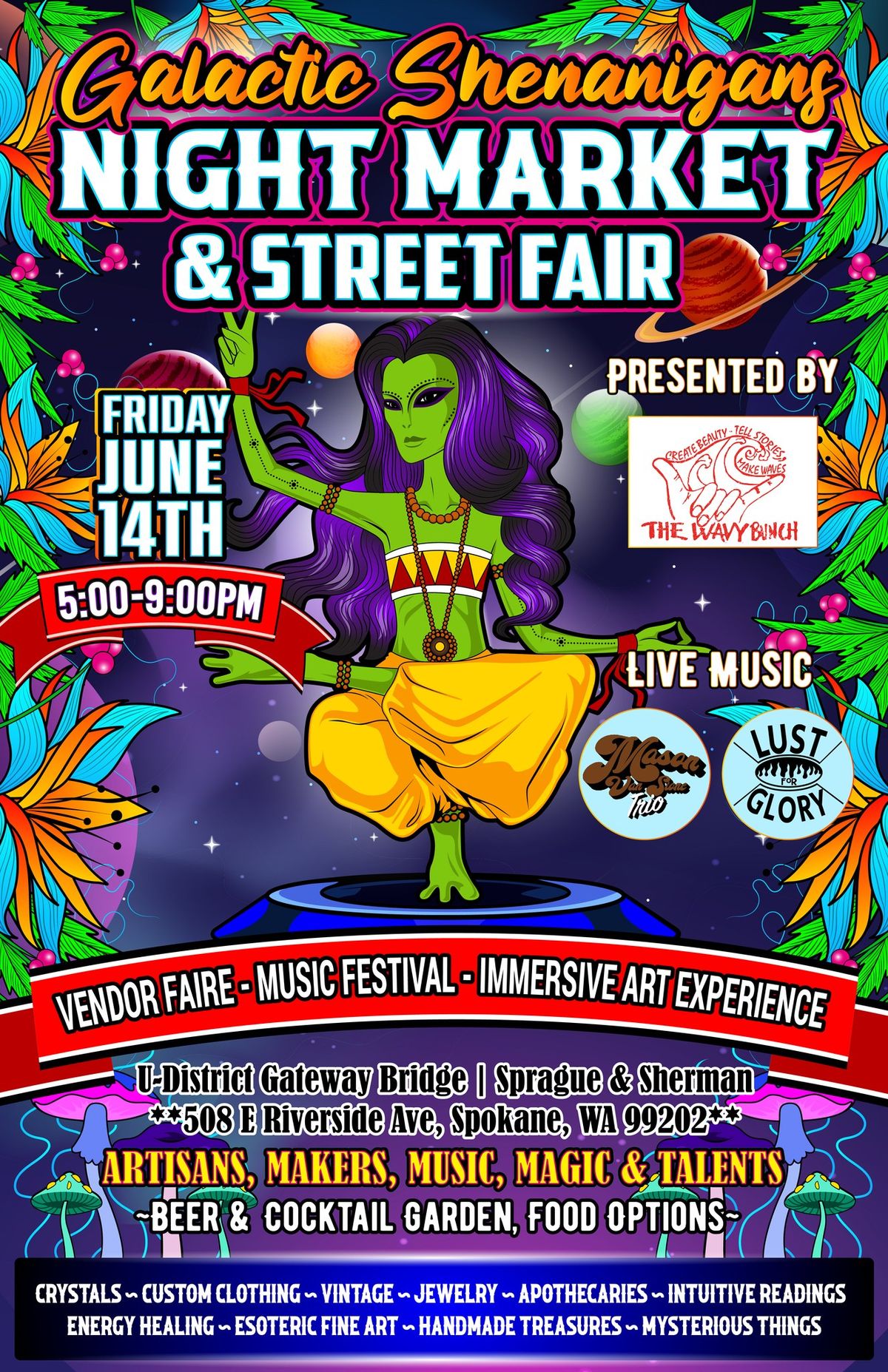 Galactic Shenanigans NIGHT MARKET & Street Fair Spokane 2024, 508 E