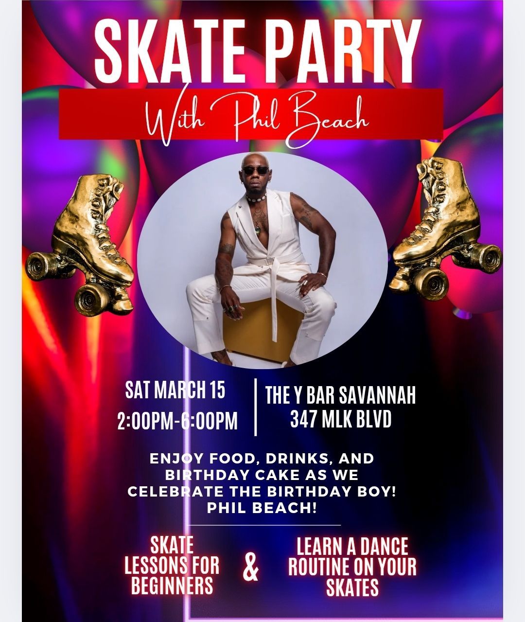 Skate Party with Phil Beach @The Y Bar Savannah