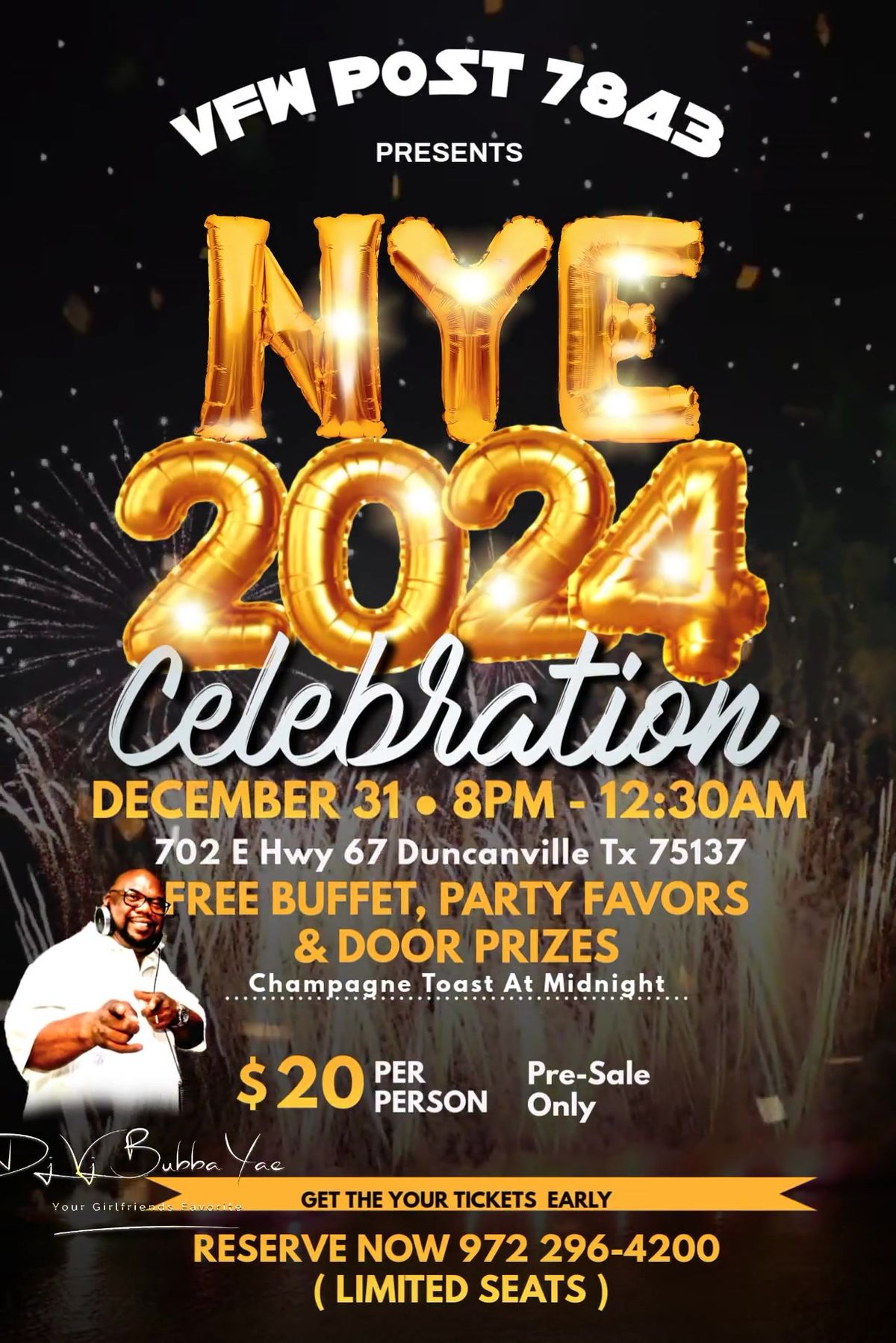 VFW POST 7843 PRESENTS A NEW YEARS EVE CELEBRATION 2024