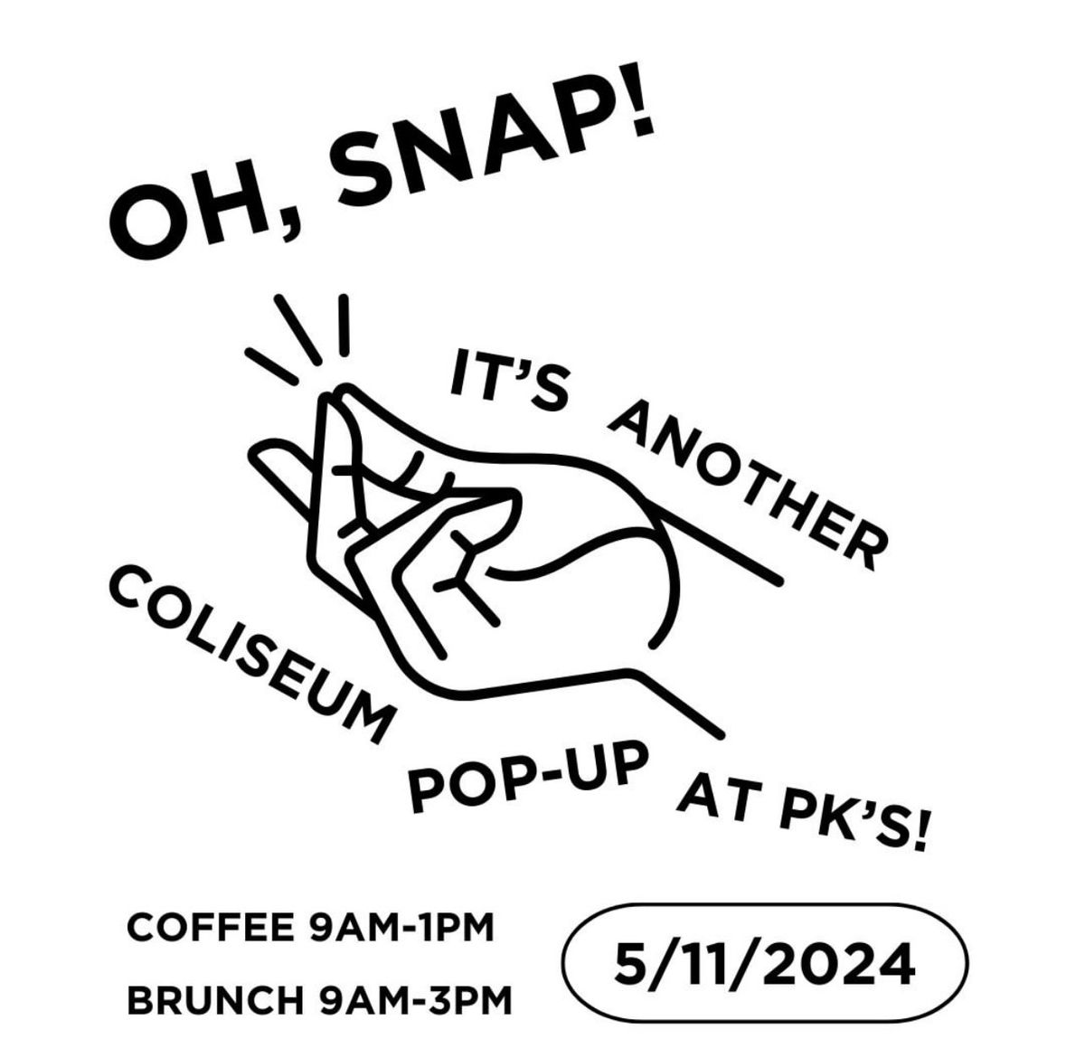 Coliseum Coffee Works pop-up at PK's! \u2022 Sat 5\/11 9am-1pm