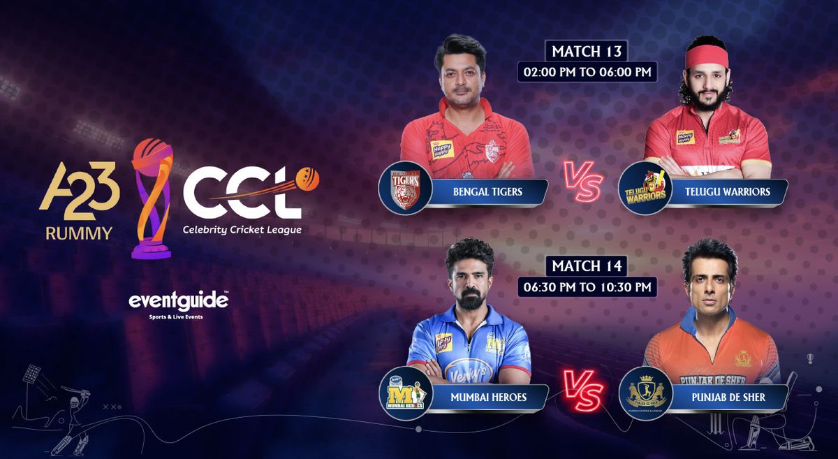 CCL 2025: Bengal Tigers vs Telugu Warriors and Mumbai Heroes vs Punjab De Sher