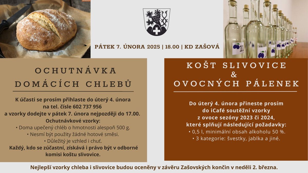 Ochutn\u00e1vka dom\u00e1c\u00edch chleb\u016f & Ko\u0161t slivovice a ovocn\u00fdch p\u00e1lenek 