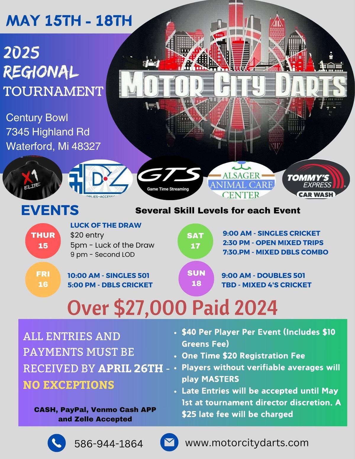 2025 Motor City Darts Regional Tournament