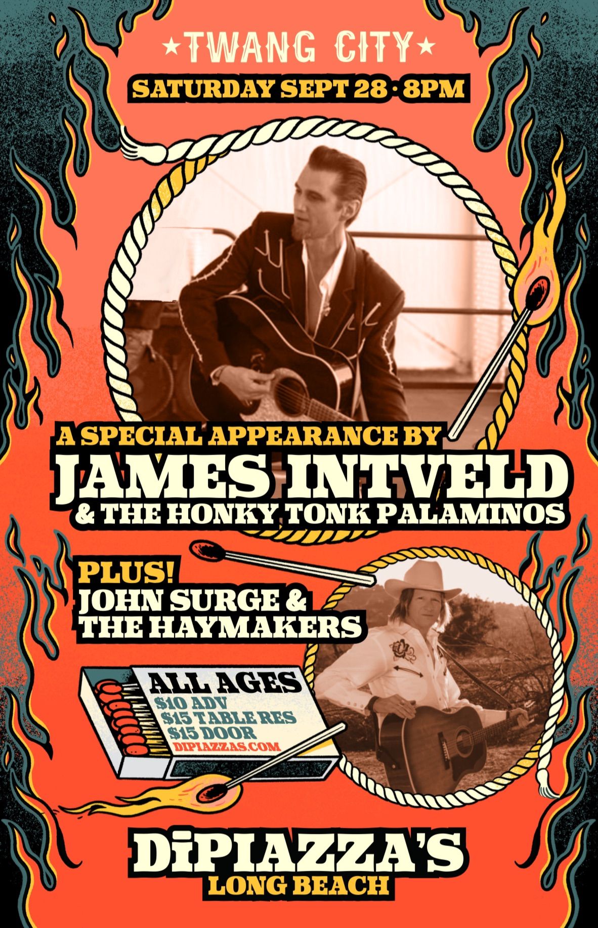 TWANG CITY - James Intveld & The Honky Tonk Palominos Plus! John Surge & the Haymakers