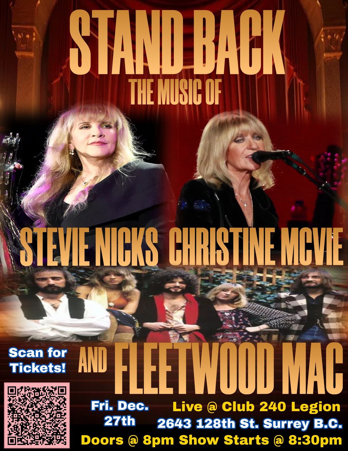 STAND BACK: THE MUSIC OF STEVIE NICKS CHRISTINE MCVIE & FLEETWOOD MAC LIVE! @ 240 LEGION!